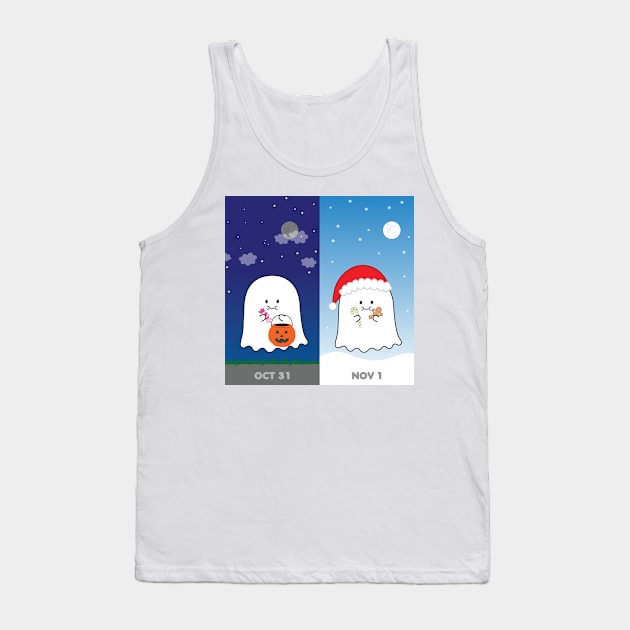 Gordie the Ghost (Oct 31 vs Nov 1) | by queenie's card Tank Top by queenie's cards